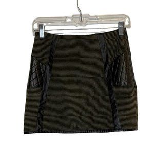 Mustard Seed Faux Leather Tweed Skirt